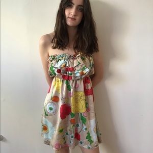 Big Bold Floral Judith March Strapless Cocktail Dress